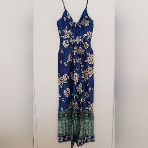 Zara Blue Floral Jumpsuit, Size XS
